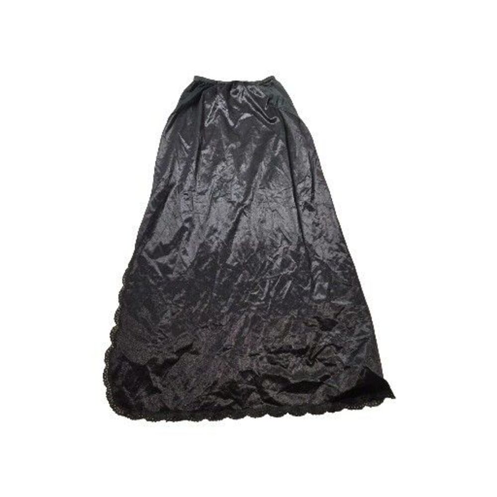 Vintage Long Slip Lace Gossard Artemis Medium Black Antron III Nylon Long Slit